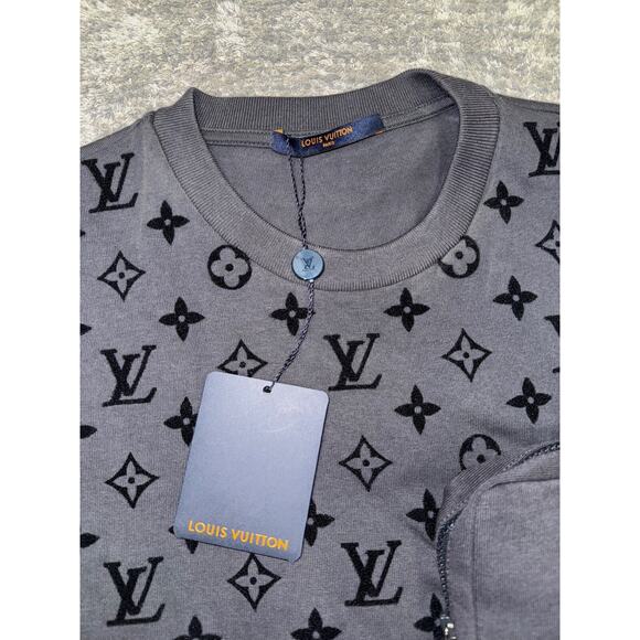 Louis Vuitton SS20 Velvet Monogram Black Logo Zip Pocket Short Sleeve T-Shirt M - Picture 9 of 16